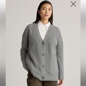 Quince Mongolian Cashmere Oversized Boyfriend Cardigan Sweater